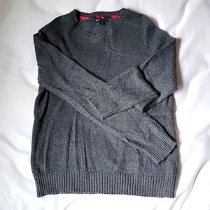 EUC GAP Cotton V Neck Gray Cozy Sweater Kids Large Unisex